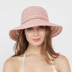 Chapeau de seau solide pour s Vogue Bow Decoration Wild Chapeau de paille de voyage en plein air respirant - Newchic - Modalova