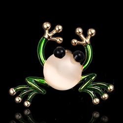 Broche Animal mignon à la mode perle peinture huile unisexe grenouille verte sauvage broche ornement - Newchic - Modalova