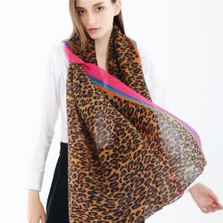 S léopard modèle plissé rayé coton et lin foulard en plein air occasionnel écharpe chaude coupe-vent - Newchic - Modalova