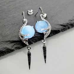 Boucles d'oreilles en jade paon vintage géométrique en métal strass pendentif plume boucles d'oreilles longues - Newchic - Modalova