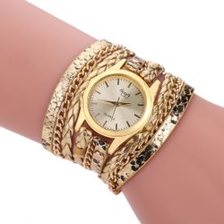 Montre à bracelet occasionnel de la mode de s Montre à bracelet multicouche en cuir de luxe - Newchic - Modalova