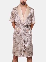 Ensemble de pyjamas en fausse soie à motif patchwork, peignoir de bain et short de bains - Newchic - Modalova
