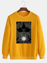 Sweat-shirt décontracté à col rond en coton à imprimé graphique d'Halloween - Newchic - Modalova