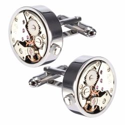 S Argent Bouton De Manchette Montre Mécanique Motif Boutons De Manchette Mariage Cadeau Costume Chemise Accessoires - Newchic - Modalova