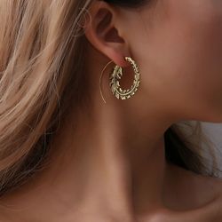 Vintage feuilles boucles d'oreilles forme ronde Big boucles d'oreilles Vintage boucles d'oreilles en alliage d'or s - Newchic - Modalova