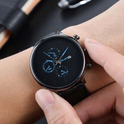 Business Sport s Montres Boîtier en alliage Cuir Bande Montre à quartz chronographe super léger - Newchic - Modalova