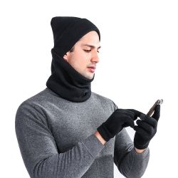 S Hiver Laine Mélange Hiver Plein Air Ski Voyage Chaud Chapeau Écharpe Gants Costume - Newchic - Modalova