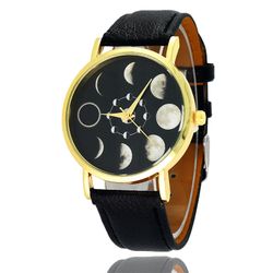 Montre lunaire lunaire en cuir de montre lunaire lunaire lunaire des s de la lune romantique cadeau doux pour elle - Newchic - Modalova