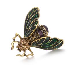 Vintage Cicada Insecte Broches Broches Steampunk Bronze Strass Émail Broches Costume Bijoux Cadeau - Newchic - Modalova