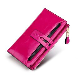 RFID Cire à huile en cuir véritable 17 fente pour carte portefeuille multi-fonction porte-monnaie sac à monnaie solide - Newchic - Modalova