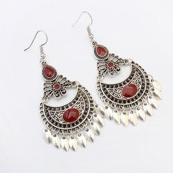 Boucles d'oreilles pendantes ethniques croisées Mode Boucles d'oreilles creuses Boucles d'oreilles rétro longue feuille d'alliage - Newchic - Modalova