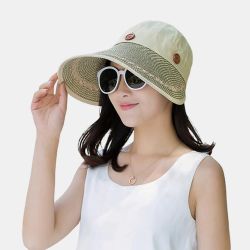 Chapeau de soleil Toile Tissu Haut vide Chapeau de paille Sun Stitching Cap - Newchic - Modalova