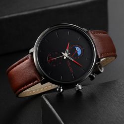 Sport à la mode s montres boîtier en alliage en cuir Bande soleil peinture cadran chronographe montre à Quartz - Newchic - Modalova