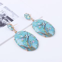 Boucles d'oreilles ethniques Imprimé fleurs Boucles d'oreilles goutte boucles d'oreilles rétro pour les s - Newchic - Modalova