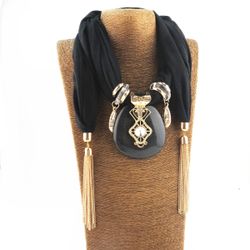 Collier multicouche en mousseline de soie imprimé bohème fait à la main pendentif gland perlé dames foulard châle collier - Newchic - Modalova