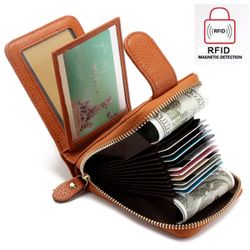 RFID Portefeuille Décontracté Tri-pliant en Cuir Véritable Porte-Carte Sac de Monnaie - Newchic - Modalova