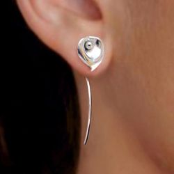 Boucles d'oreilles en argent plaqué argent 925 avec feuille de pétale créatives - Newchic - Modalova