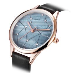 Les s à la mode à la mode montre en cuir imperméable montre à quartz forme ronde montre mince - Newchic - Modalova