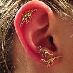 Mignon Dinosaur Stud boucles d'oreilles en argent or animaux Stud oreille un ensemble de boucles d'oreilles douces bijouxs - Newchic - Modalova