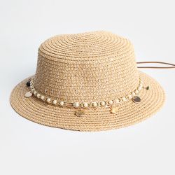 Hommes et s perle pendentif paillettes chapeau de soleil en plein air chapeau de paille - Newchic - Modalova
