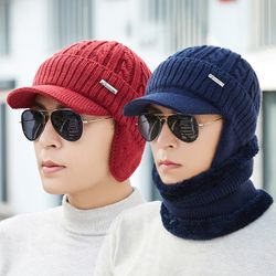 Hommes Hiver Chaud Oreilles Velours Tricoté Bonnet Écharpe Vintage Sports de Plein Air Cyclisme Bonnet Écharpe Costume - Newchic - Modalova