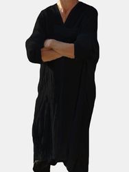 Mens coton lin v-cou chemisier musulman lâche long top loungewear vêtements de nuit t-shirt - Newchic - Modalova
