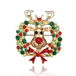 Broche De Cerf De Style Mignon Cristal De Dessin Animé Animaux Broches Décoration De Noël Pour Bijoux - Newchic - Modalova