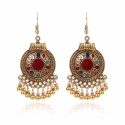 Boucles d'oreille vintage boucles d'oreilles rondes géométriques perles glands boucles d'oreilles bijoux ethniques pour les s - Newchic - Modalova