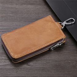 Hommes rétro en cuir véritable multi-fonction 6 porte-clés porte-monnaie titulaire de la carte solide - Newchic - Modalova