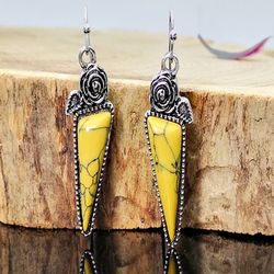 Boucles d'oreilles roses sculptées en argent thaïlandais Vintage 925 boucles d'oreilles turquoise goutte triangle géométrique - Newchic - Modalova
