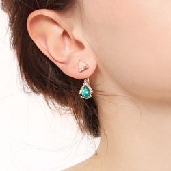 Classique Drop Gem pierres pendentif boucles d'oreilles géométriques Triangle Jacket boucles d'oreilles Piercing Stud boucles d'oreilles - Newchic - Modalova