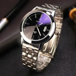 Date d'affichage analogique d'acier inoxydable de YAZOLE montre-bracelet d'affaires de montre de quartz imperméable pour les s - Newchic - Modalova