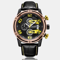 Loisirs Sports s Montres Alliage Boîtier En Cuir Bande Lumineux Chronographe Montre À Quartz Étanche - Newchic - Modalova