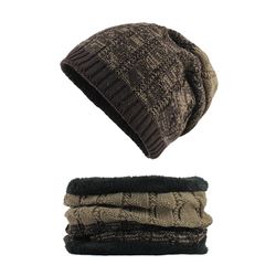 Bonnet en velours de laine pour homme tricoté écharpe hiver épais Vintage Vogue oreille cou chaud écharpe épaisse Bonnet ensemble - Newchic - Modalova