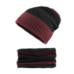 Bonnet en velours de laine pour homme écharpe épais hiver Vintage Vogue oreille cou chaud écharpe bonnet ensemble - Newchic - Modalova