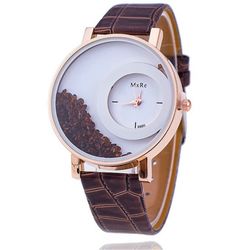 Les s de cristal occasionnelles regardent la montre en cuir imperméable à l'eau de double couche de montre de quartz - Newchic - Modalova