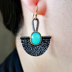 Boucles d'oreilles Vintage Calcédoine Creux Acrylique Métal Demi-Cercle Pendentif Boucles D'oreilles s Bijoux - Newchic - Modalova