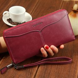 Hommes Et s Faux Cuir Rétro 12 Fente Pour Carte Long Portefeuille Solide Téléphone Porte-Monnaie - Newchic - Modalova