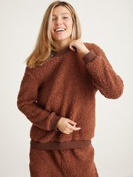 S Plus taille solide laine col rond deux pièces pantalon de jogging ensemble de pyjamas en peluche épais chaud - Newchic - Modalova