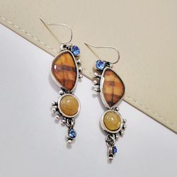 Boucles d'oreilles s géométriques vintage 925 boucles d'oreilles pendentif en cristal coloré plaqué argent - Newchic - Modalova
