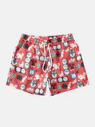 S Funn Print Shorts Mini shorts respirants Accueil Caleçon confortable Loungewear - Newchic - Modalova