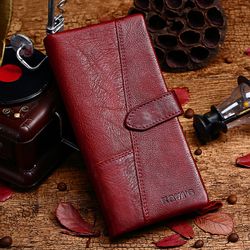 S 19 Fente Pour Carte En Cuir Véritable Long Portefeuille Porte-téléphone Vintage Porte-Monnaie Solide - Newchic - Modalova