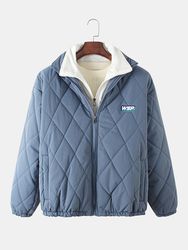 Mens Faux Twinset Zipper Poches Latérales Épaisses Taille Plus Veste Matelassée Avec Tab - Newchic - Modalova