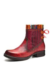 SOCOFY Laine d'épissage en cuir véritable rétro Colorful Couture Soft Bottes courtes plates - Newchic - Modalova