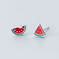 Boucles d'oreilles en Argent Sterling 925 Boucles d'Oreilles Piercing Asymétrique Fruit Pastèque - Newchic - Modalova
