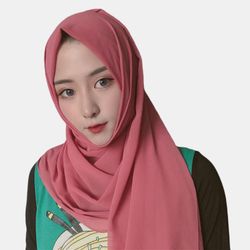 S couleur unie foulard musulman Hijab en mousseline de soie longue écharpe - Newchic - Modalova