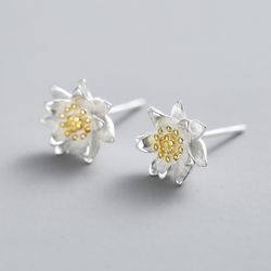 Boucles d'oreilles ethniques en argent sterling 925 Boucles d'oreilles élégantes classiques Lotus Fleurss - Newchic - Modalova