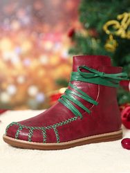 LOSTISY s Plus Taille Légère Antidérapante À Lacets Bottes Courtes Plates - Newchic - Modalova