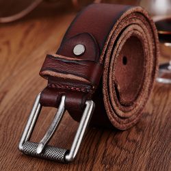 Ceinture en cuir véritables Ceinture décontractée Sangle de taille Broche lisse Ceinture rétro - Newchic - Modalova