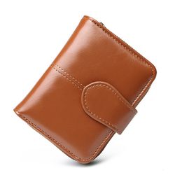 Portefeuille Deux Volets Porte-monnaie en Cuir Huilé Ciré avec 7 Fentes pour Carte - Newchic - Modalova